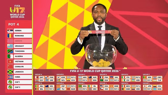 Lá thăm của đội tuyển U17 Việt Nam tại U17 World Cup 2026